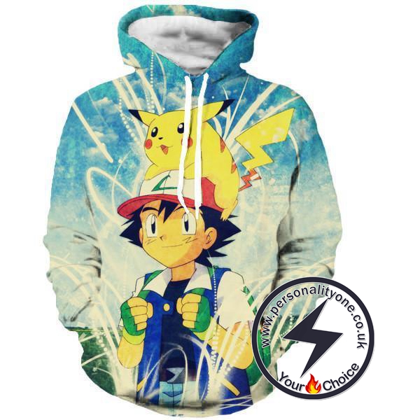 ASH AND PIKACHU 3D - POKEMON Hoodies